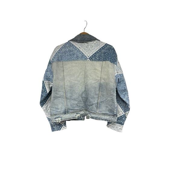Blank NYC Bandana Blue Denim Boho Jacket ASO Tell Me Lies Womens Large - Picture 5 of 9